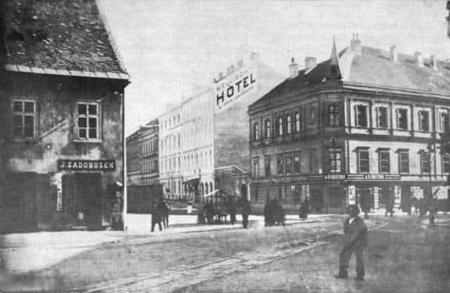 Trg bana Jelačića oko 1898. godine, križanje Petrinjske i Jurišićeve ulice
